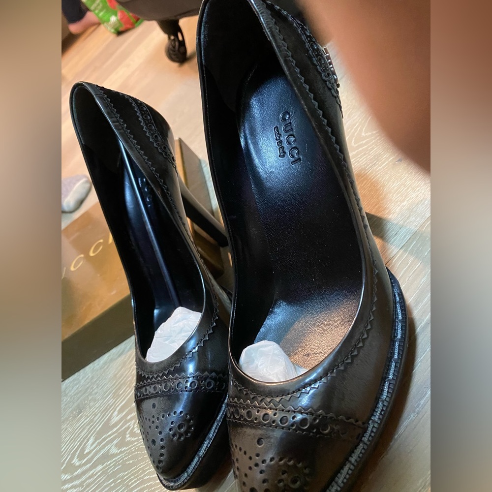 Gucci Loafers Pimps 37.5 New in box black grey. old wimbledon - Picture 2 of 7